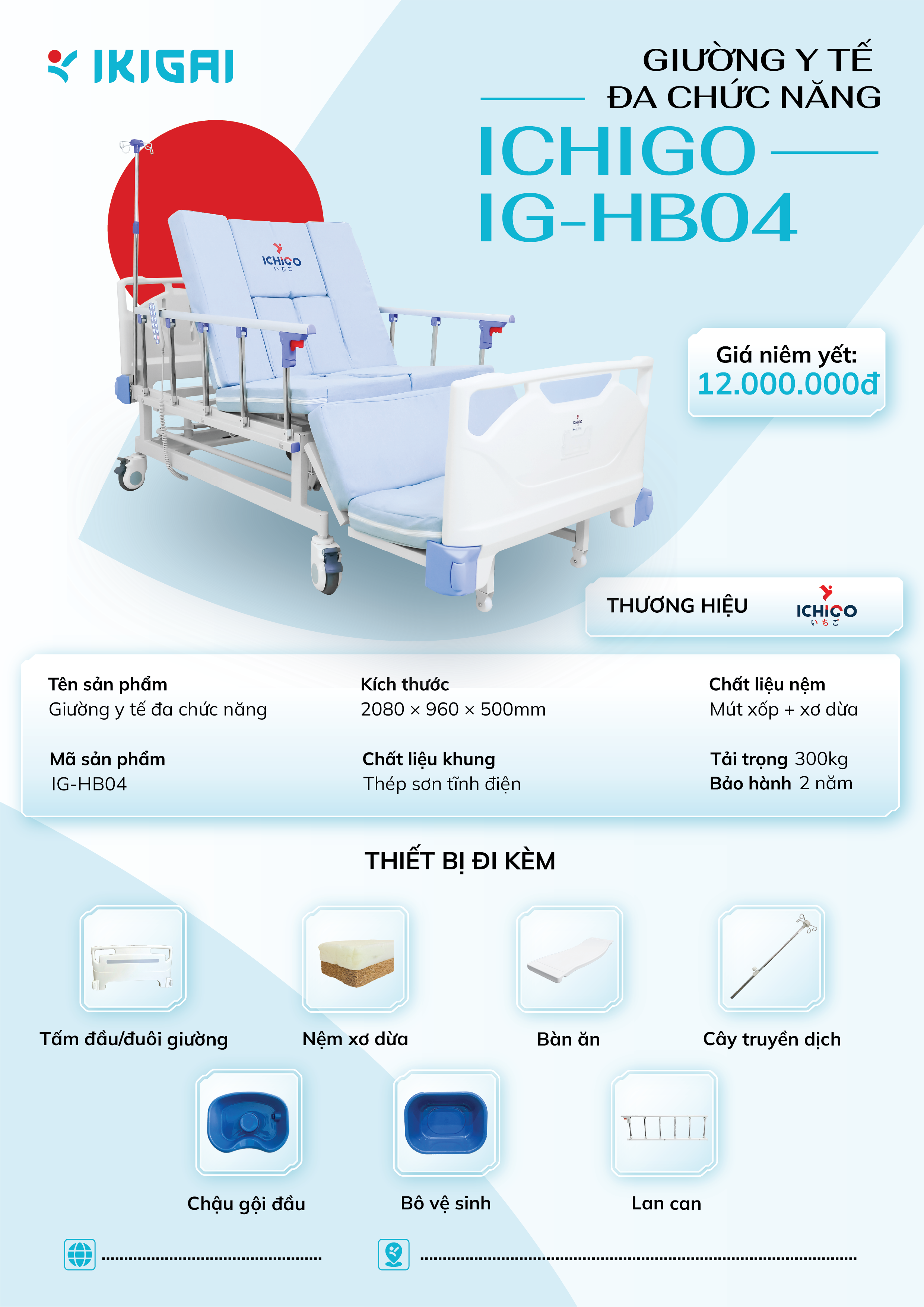Giường y tế đa chức năng Ichigo IG-HB04