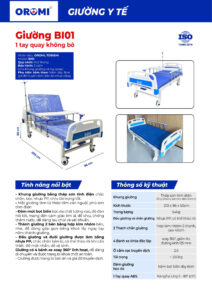 Giường y tế BI01 1 tay quay không bô chính hãng dành cho người bệnh tại nhà