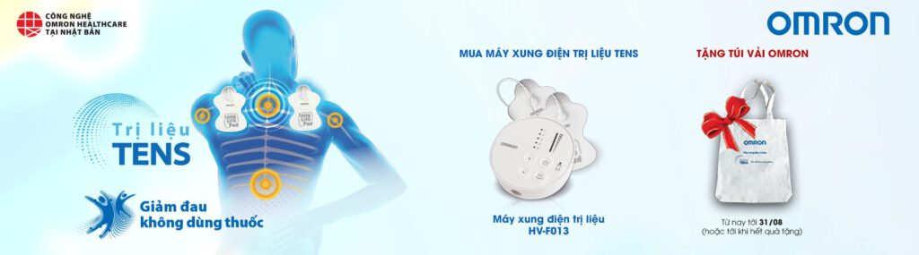 Giảm đau bằng máy xung điện cầm tay Omron HV-F013.