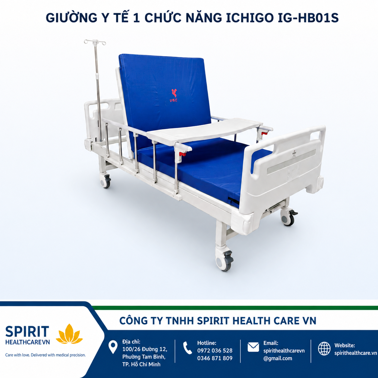 Giường Y Tế 1 Chức Năng ICHIGO IG-HB01S Chính Hãng