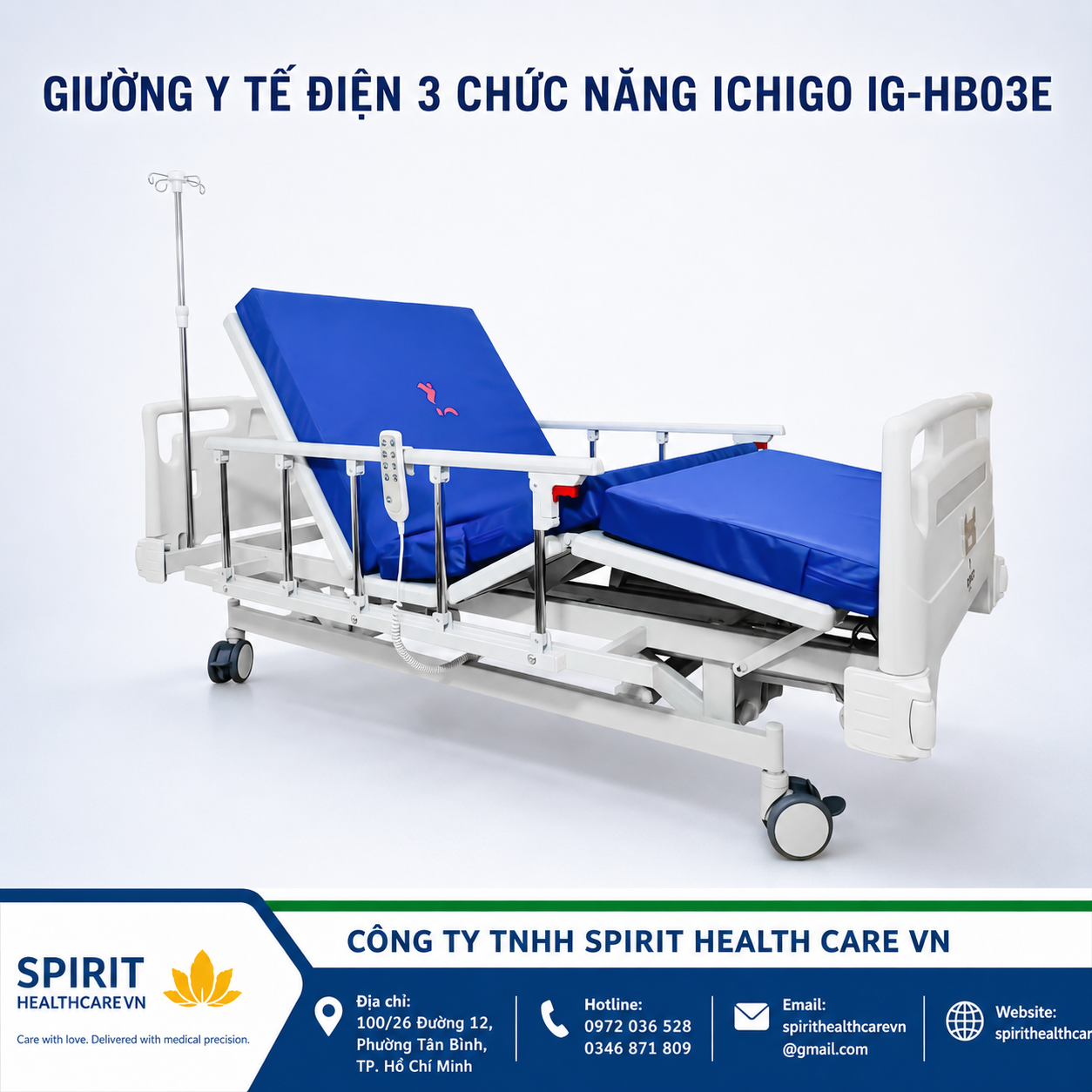 Giường Y Tế Điện 3 Chức Năng Ichigo IG-HB03E Chính Hãng | Spirit Health Care VN