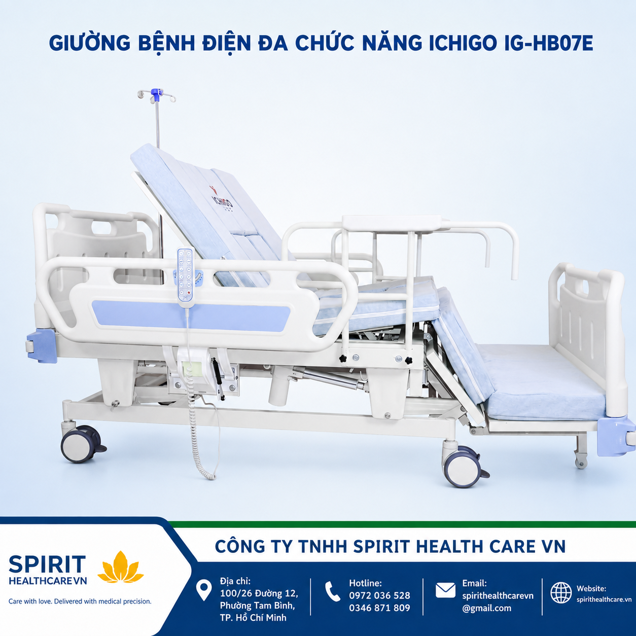 Giường y tế điện đa chức năng nâng hạ chiều cao Ichigo IG-HB07E