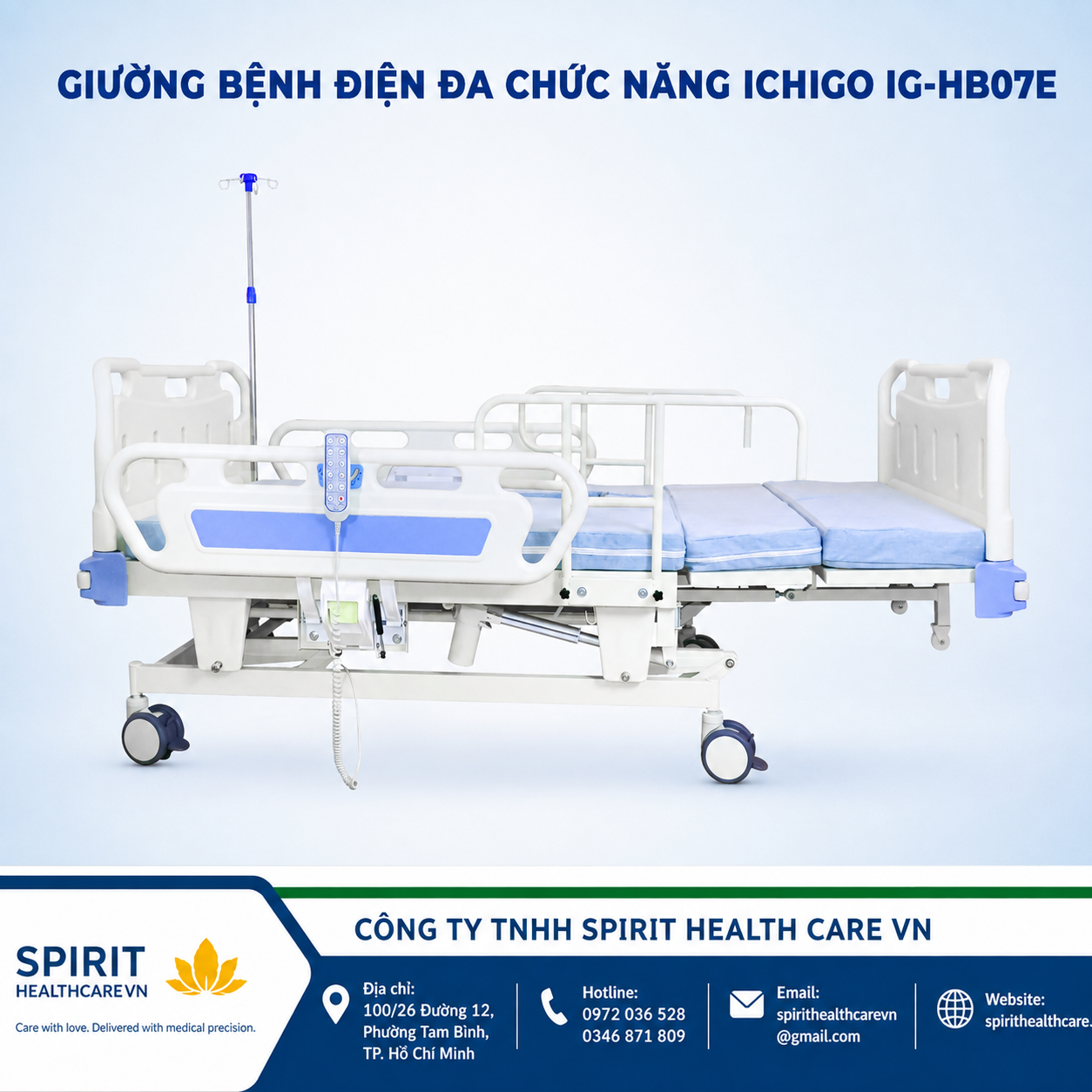 Giường y tế điện đa chức năng nâng hạ chiều cao Ichigo IG-HB07E - Ảnh 3