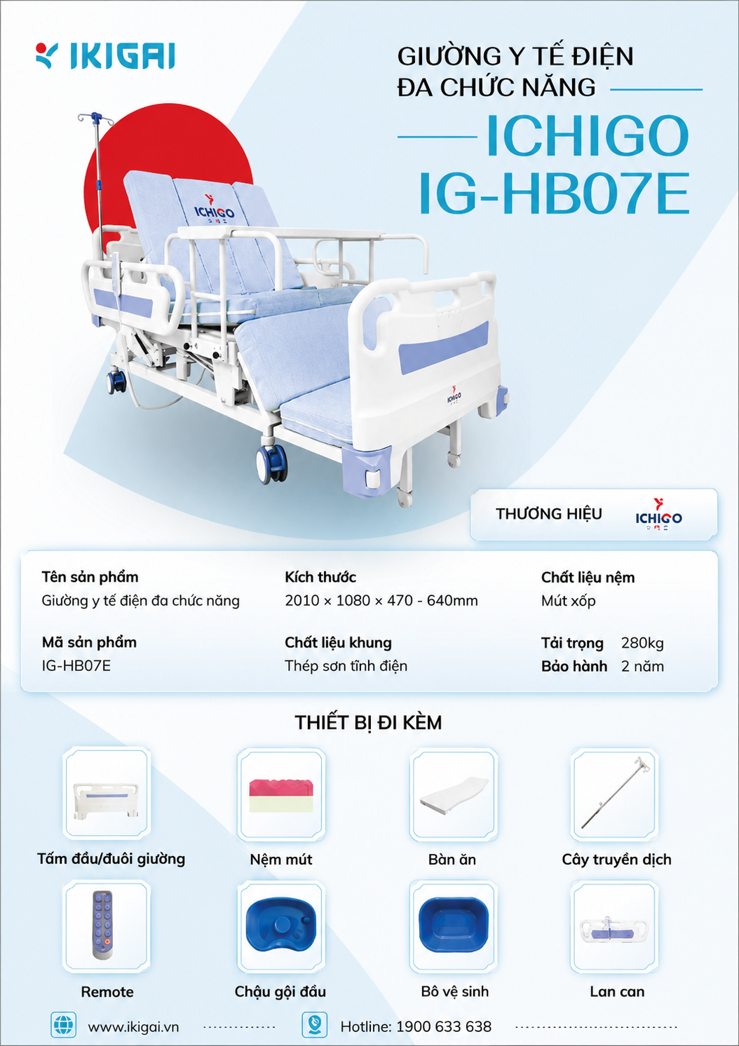 Giường Y Tế Điện Đa Chức Năng Ichigo IG-HB07E