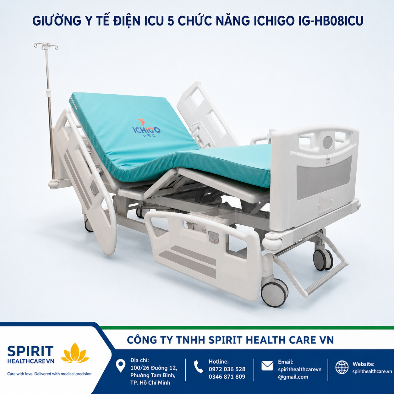 Giường Y Tế Điện ICU 5 Chức Năng Ichigo IG-HB08ICU Chính Hãng