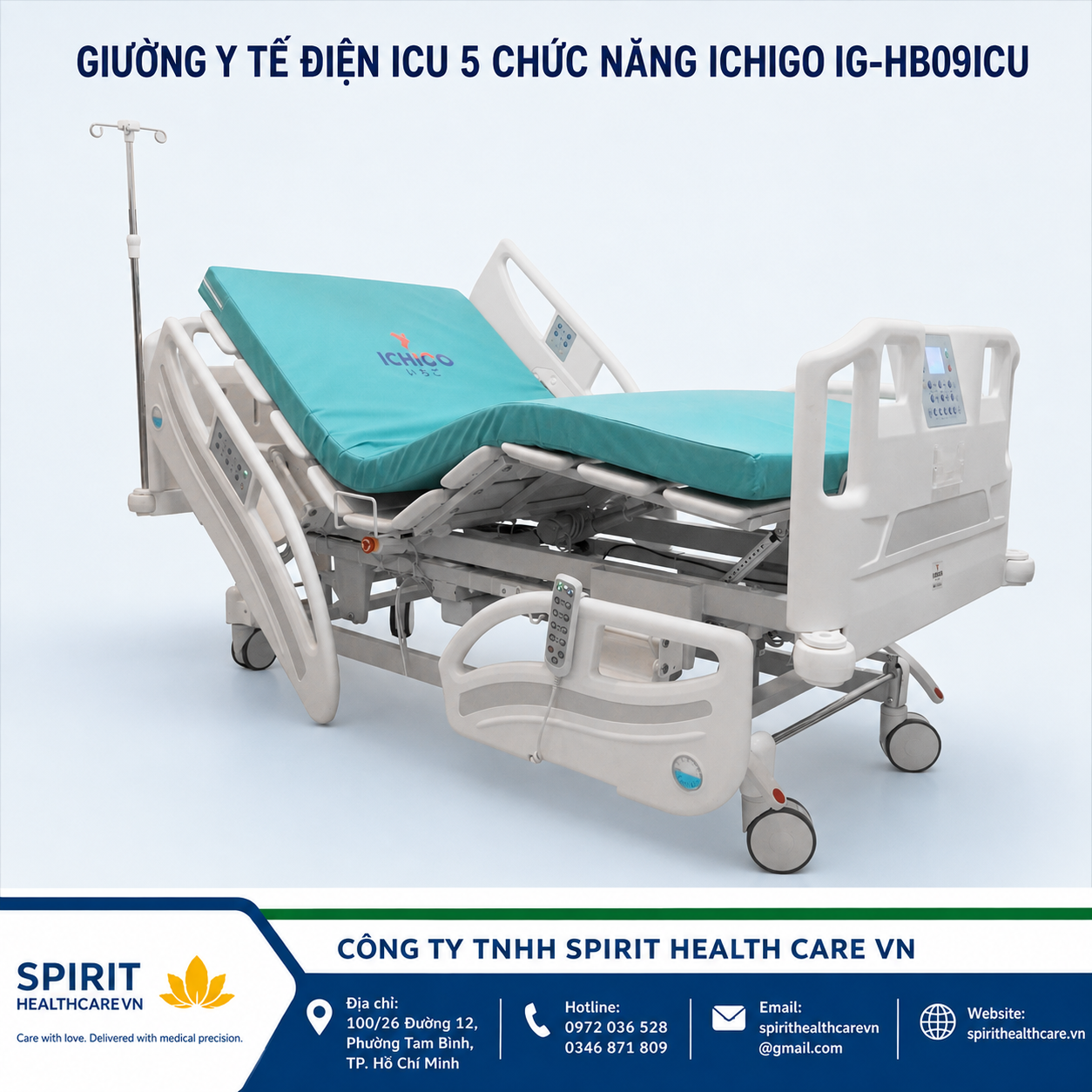 Giường ICU ICHIGO IG-HB09ICU 5 Chức Năng Tích Hợp Cân Điện Tử