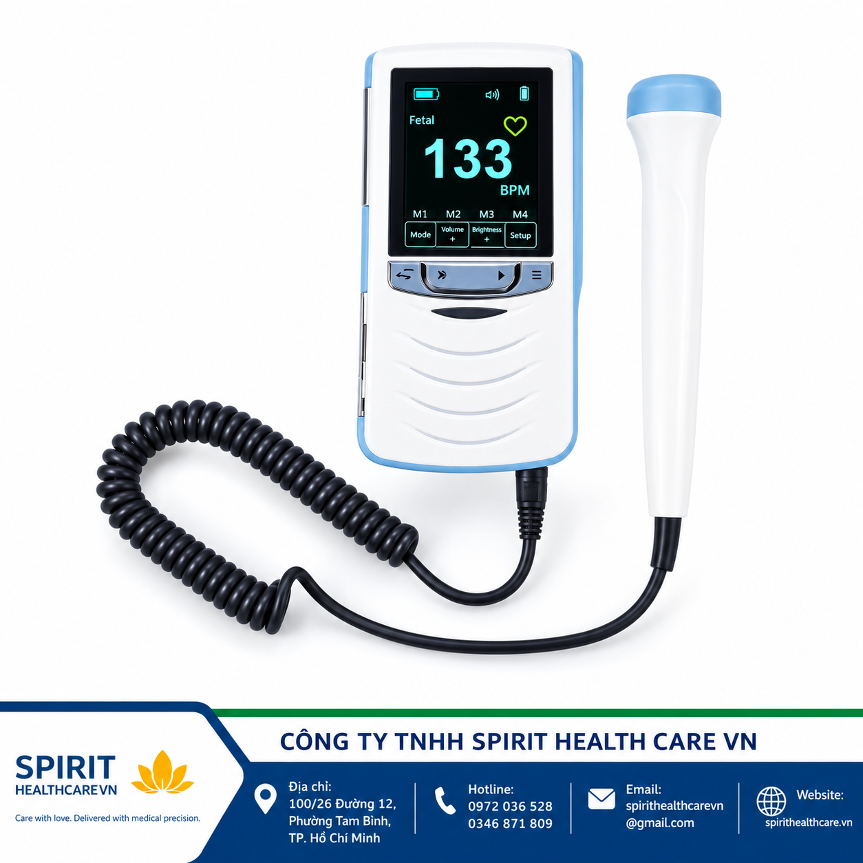 Máy Nghe Doppler Tim Thai Cầm Tay Bistos BT-220C Màn Hình Màu