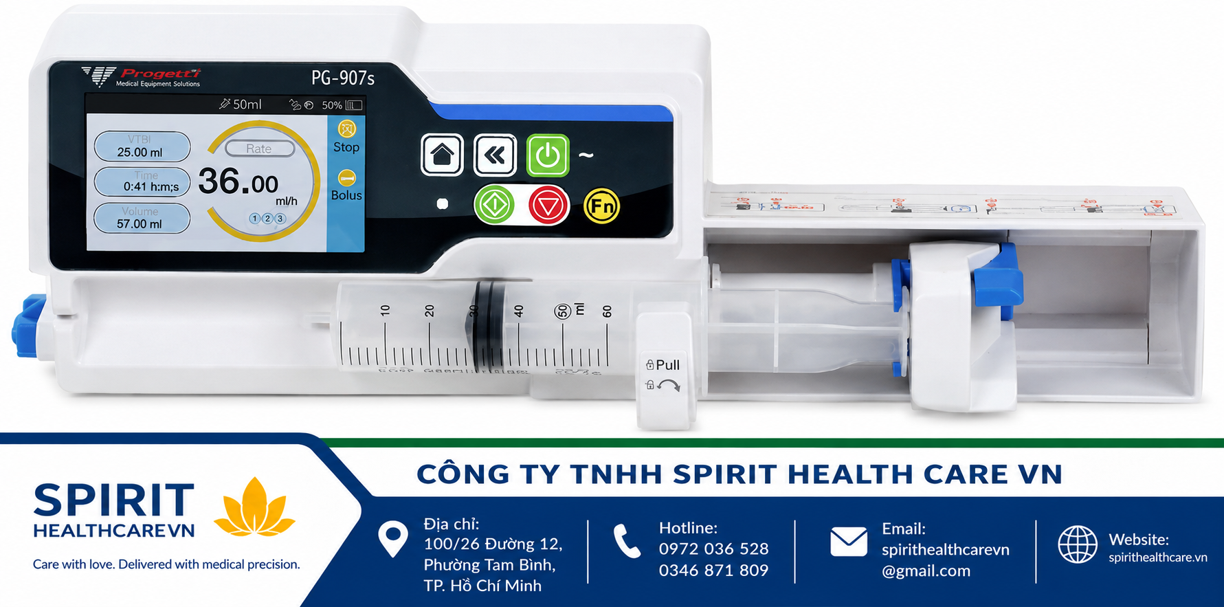 Bơm tiêm điện PG-907S Progetti màn hình cảm ứng - Ảnh 3