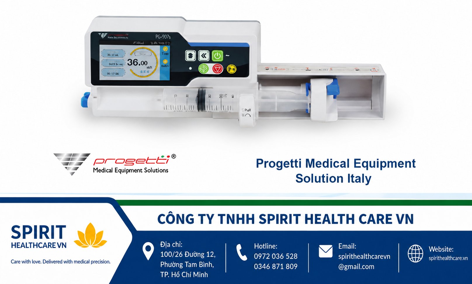 Bơm tiêm điện PG-907S Progetti màn hình cảm ứng - Ảnh 2