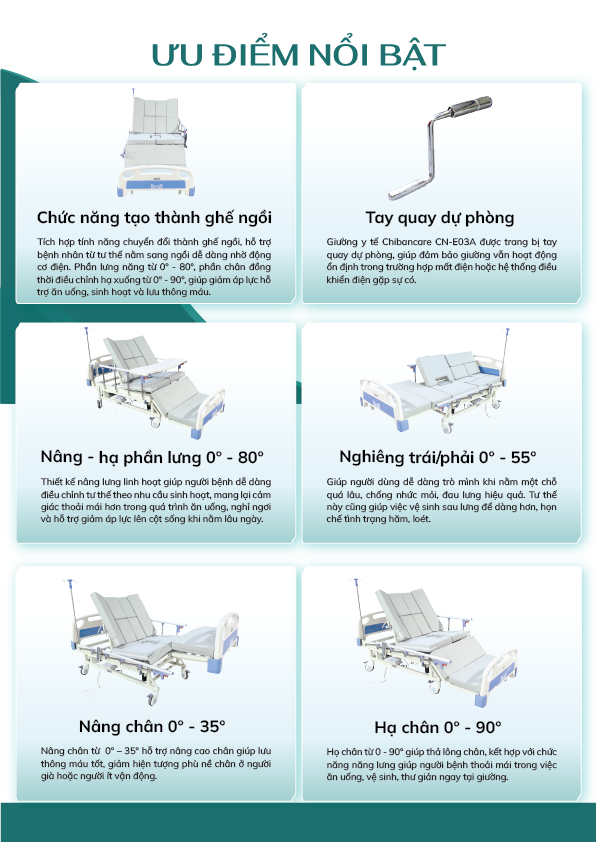 Giường Bệnh Điện Đa Chức Năng Chibancare CN-E03A - Ảnh 3