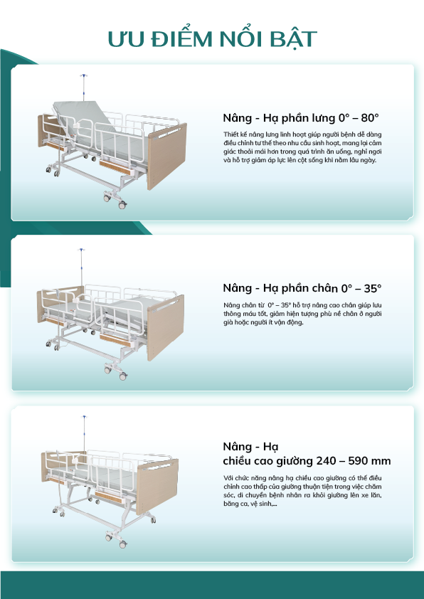 Giường Bệnh Điện 3 Chức Năng Chibancare CN-E03G03 - Ảnh 3