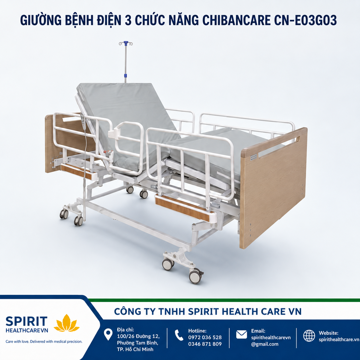 Giường Bệnh Điện 3 Chức Năng Chibancare CN-E03G03