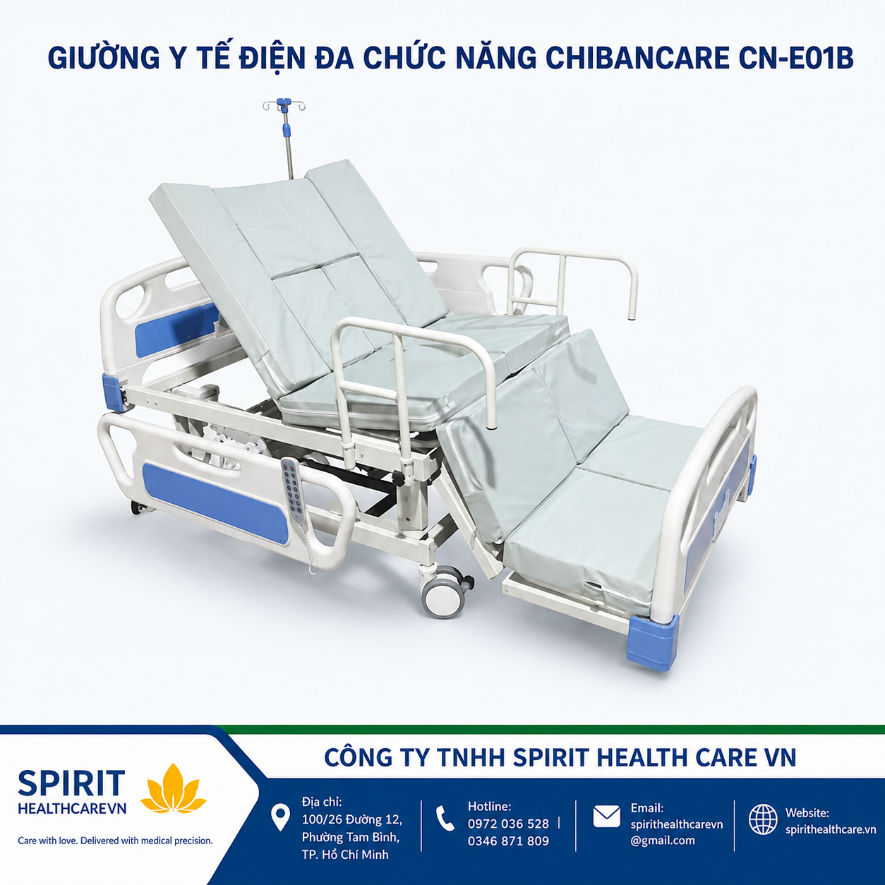 Giường y tế điện đa chức năng nâng hạ chiều cao Chibancare CN-E01B