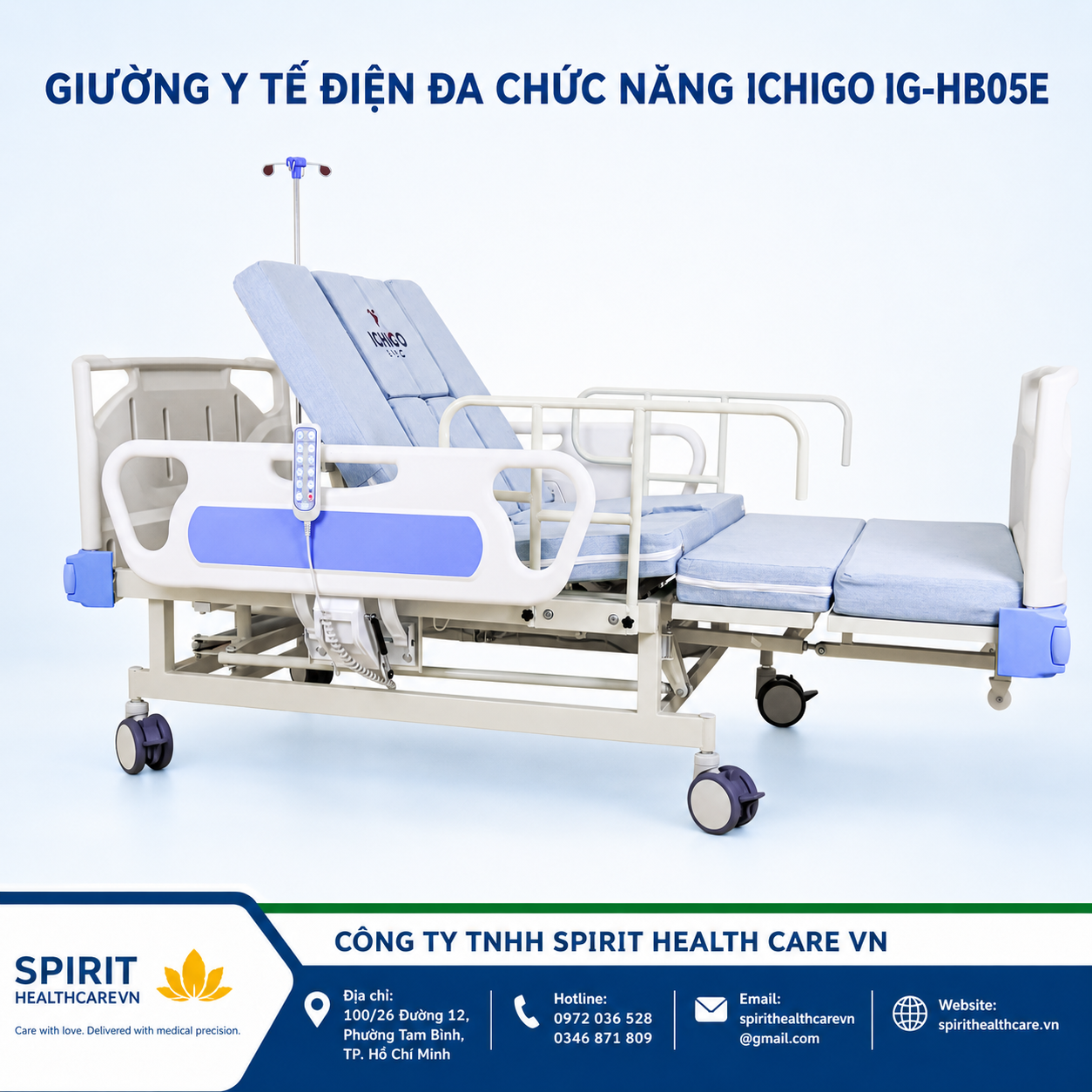 Giường Y Tế Điện Đa Chức Năng Ichigo IG-HB05E Chính Hãng - Ảnh 2