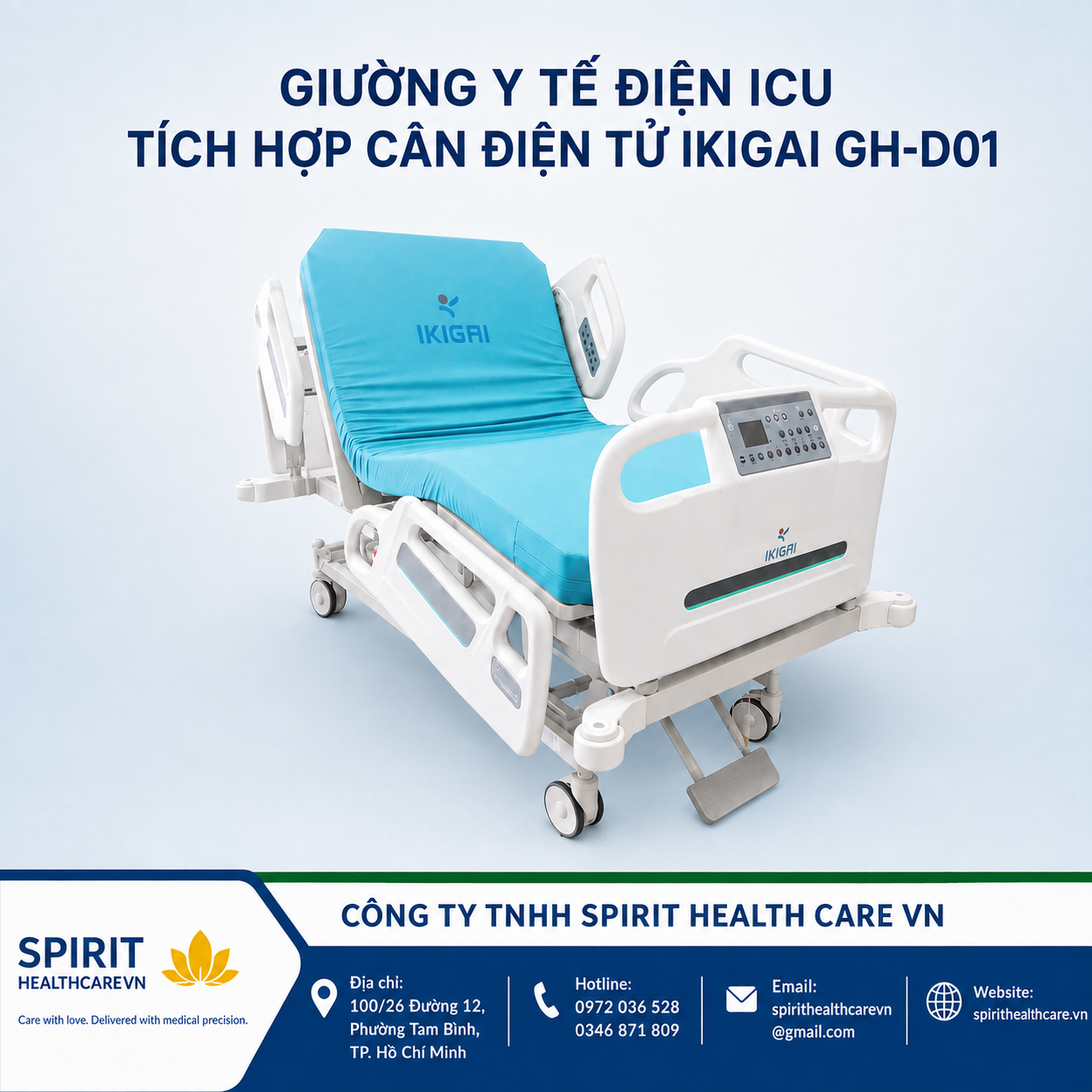 Giường Y Tế Điện ICU Tích Hợp Cân Điện Tử Ikigai GH-D01