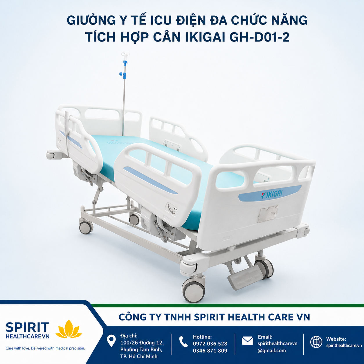 GIƯỜNG Y TẾ ICU ĐIỆN ĐA CHỨC NĂNG TÍCH HỢP CÂN IKIGAI GH-D01-2 - Ảnh 2