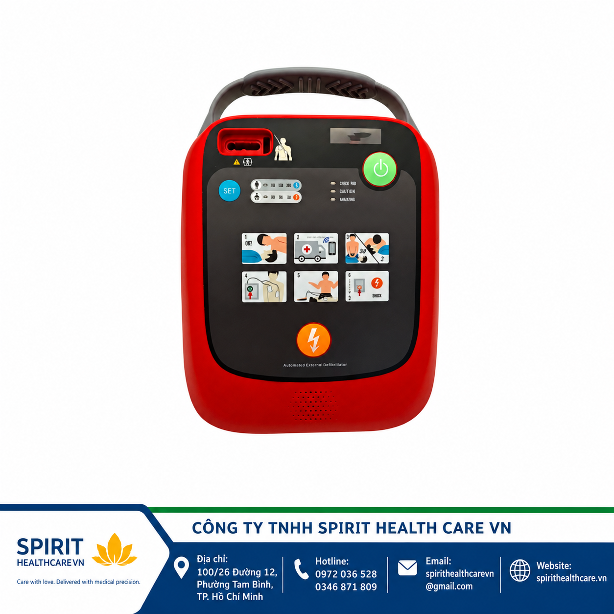 Máy Sốc Tim AED Bán Tự Động Acoresmed A102 Chính Hãng