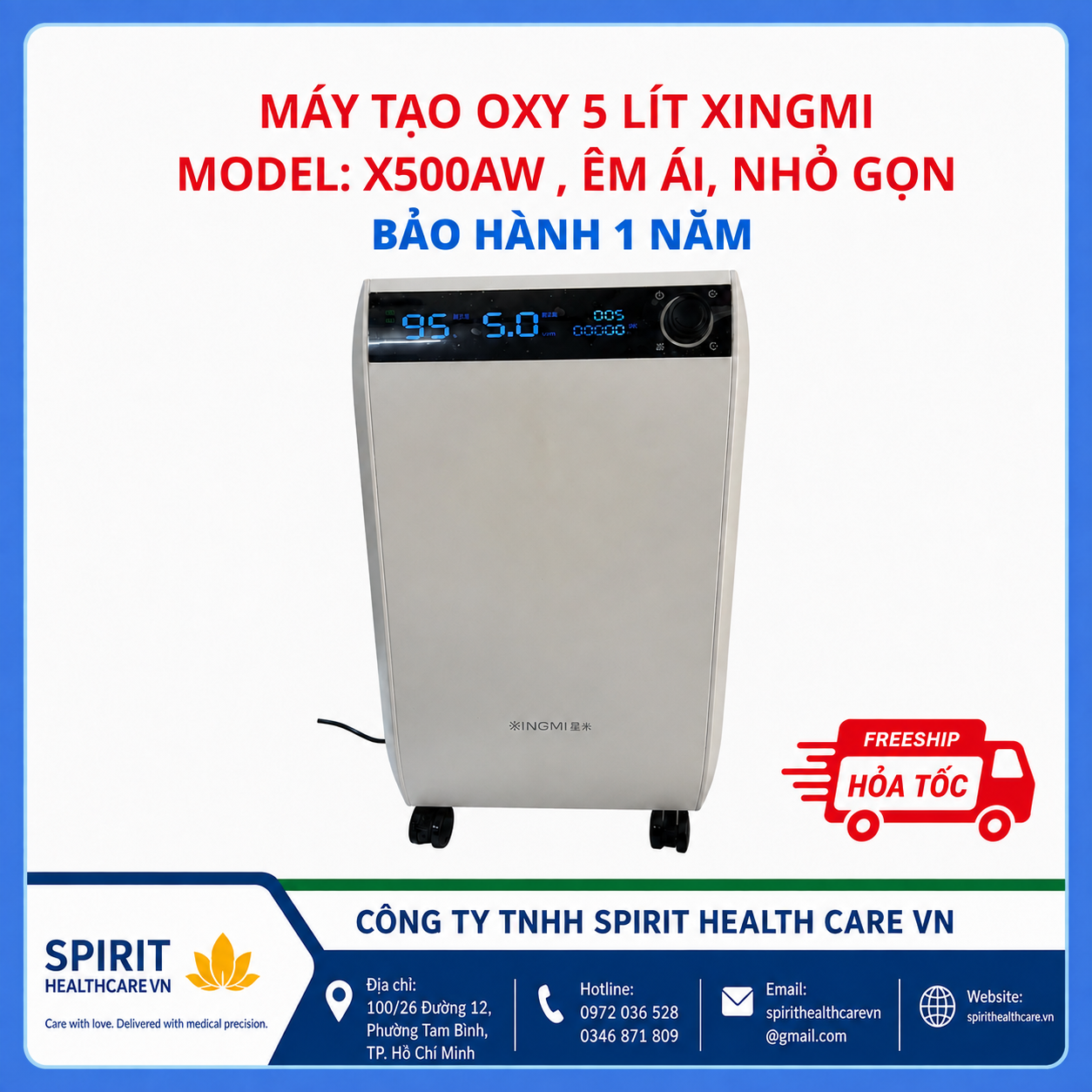 Máy Tạo Oxy XingMi X500AW 5 Lít – Vận Hành Êm Ái ≤45 dB(A)