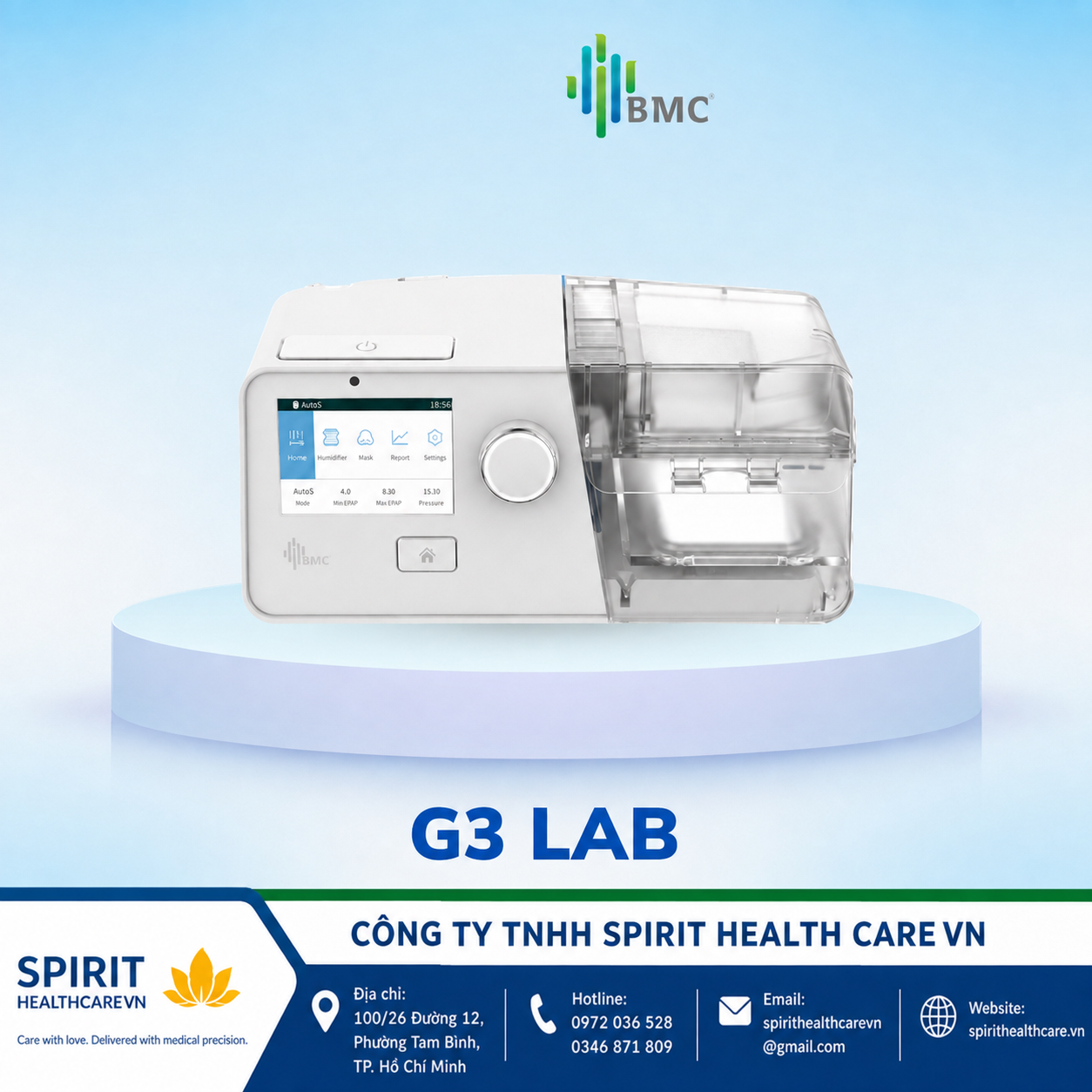 Máy Thở BiPAP BMC G3 LAB Dùng Cho Sleep Lab