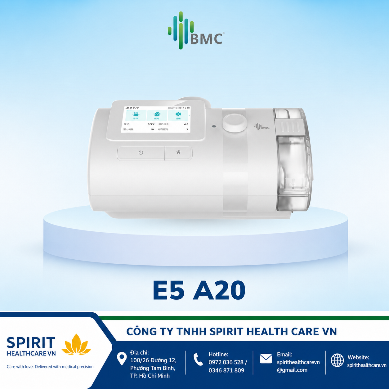 Máy Thở CPAP BMC E5 A20 Tự Động Có Tạo Ẩm
