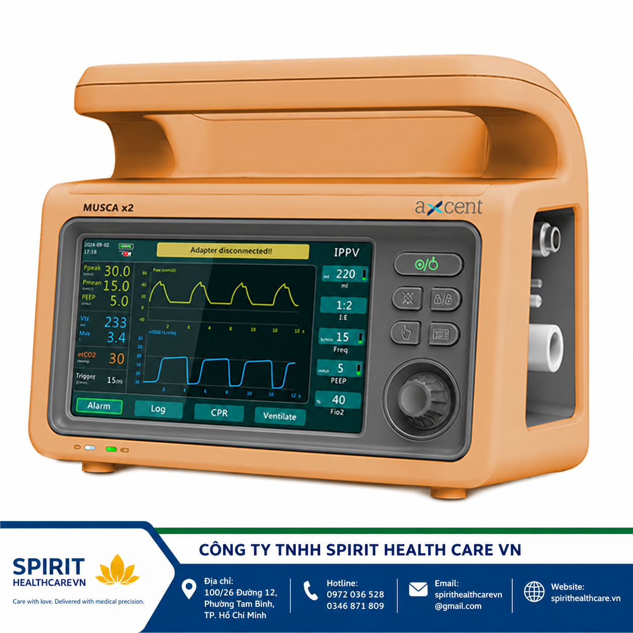 Máy Thở Cấp Cứu Di Động Musca X2 Axcent Medical