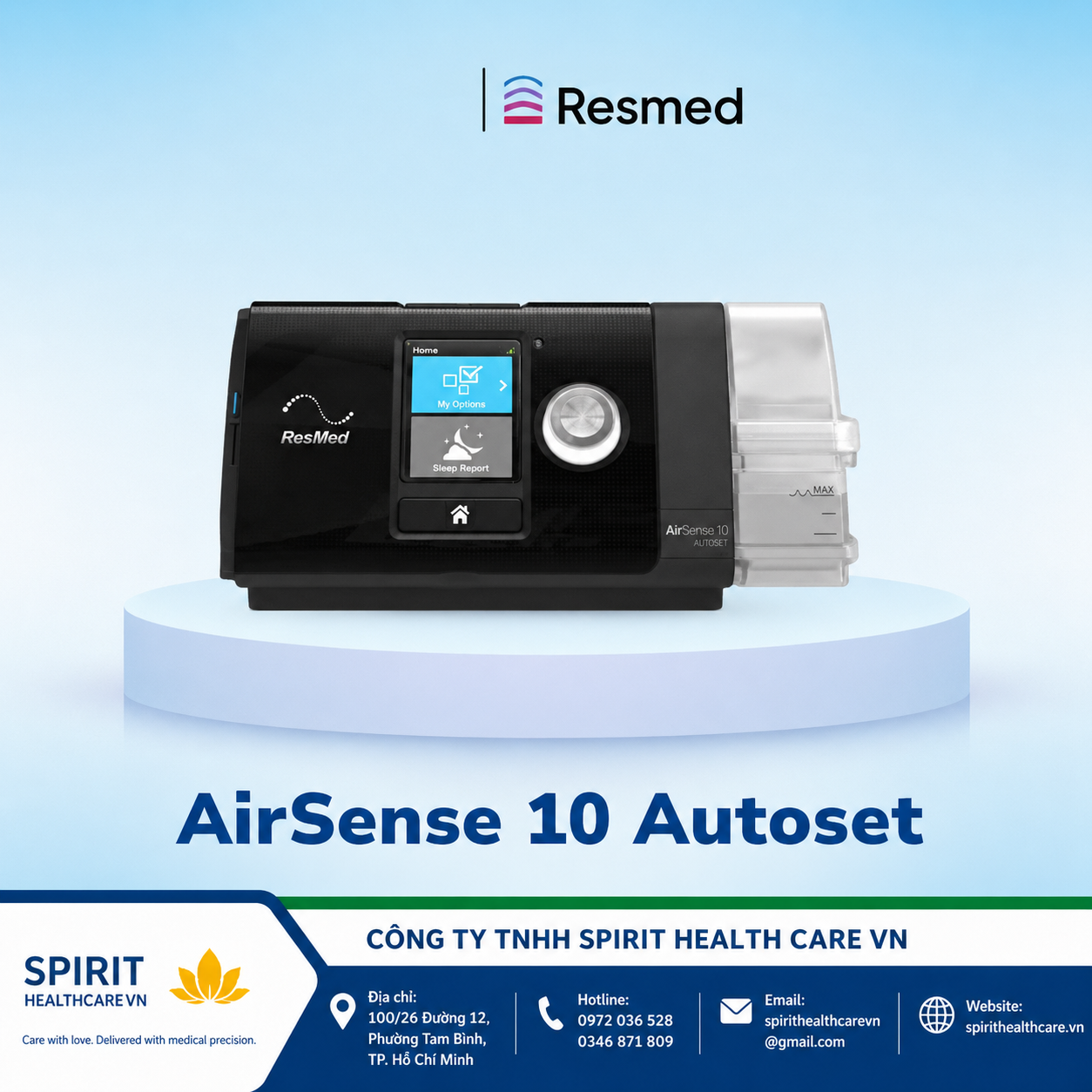 Máy Thở CPAP AirSense 10 AutoSet ResMed Có Tạo Ẩm