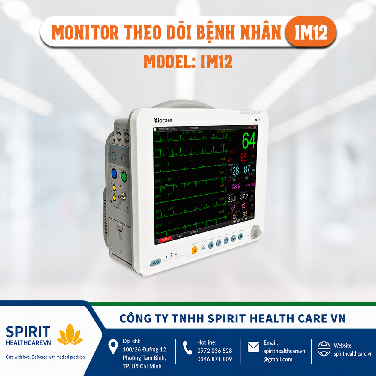 Monitor Biocare iM12 Theo Dõi Bệnh Nhân 5 Thông Số - Ảnh 2