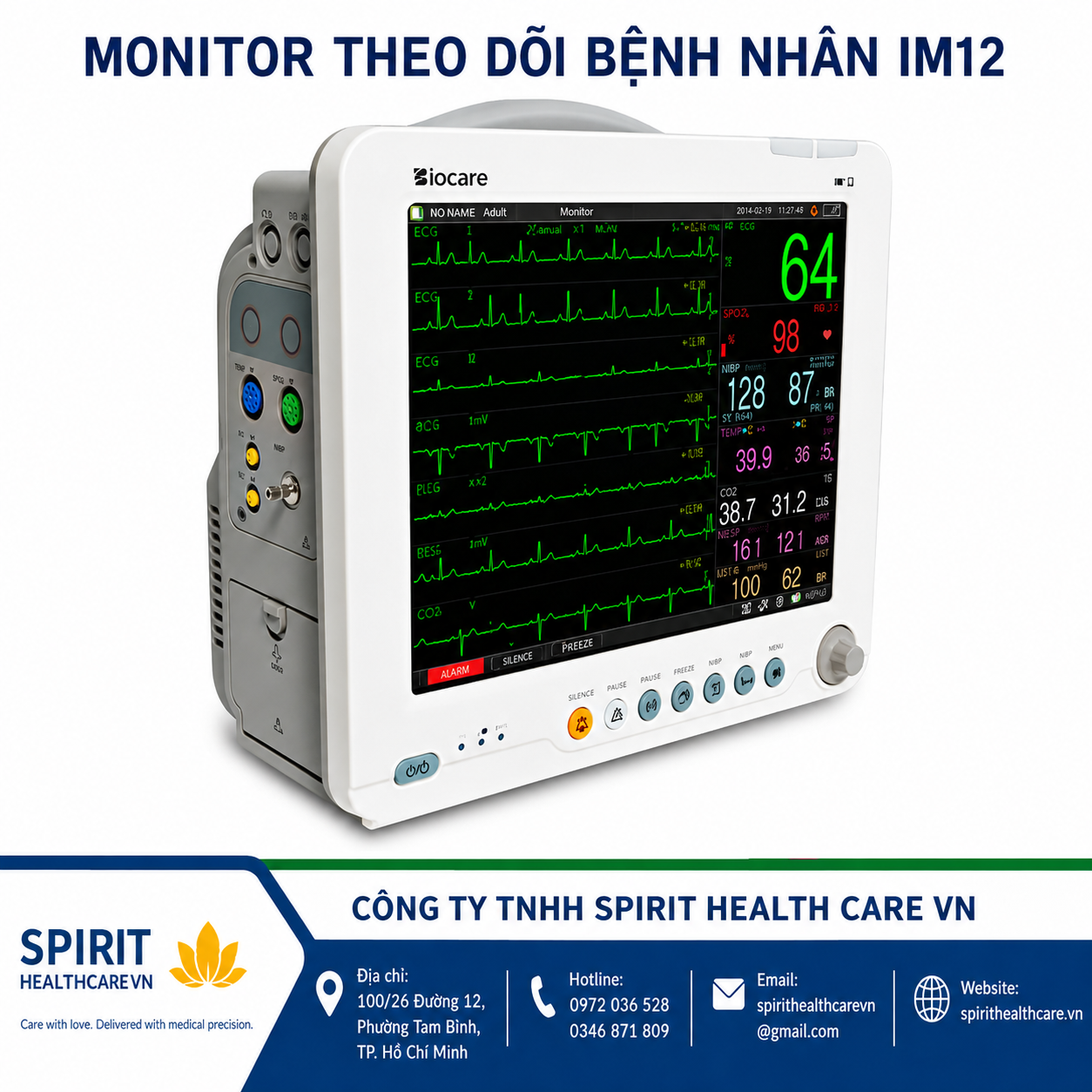 Monitor Biocare iM12 Theo Dõi Bệnh Nhân 5 Thông Số