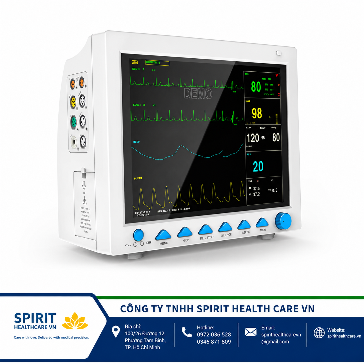 Monitor Theo Dõi Bệnh Nhân Contec CMS8000 Màn Hình 12.1 Inch Chính Hãng - Ảnh 2
