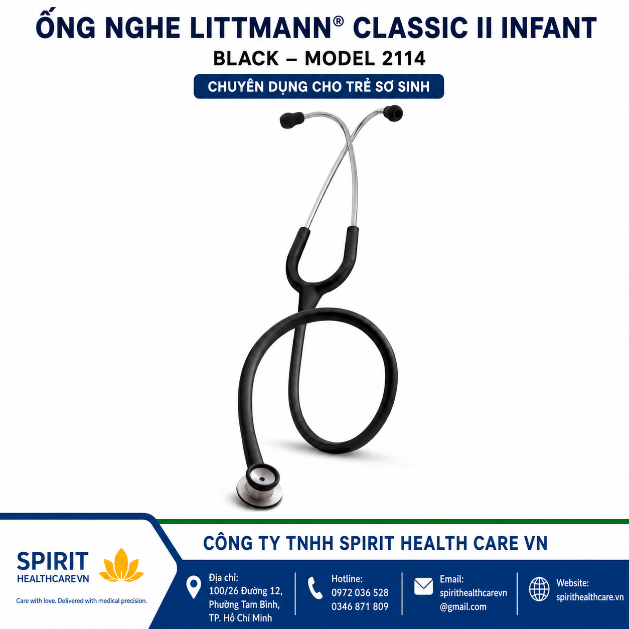Ống nghe Littmann 2114 Classic II Infant màu đen