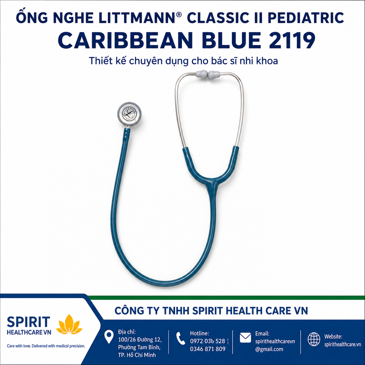 Ống nghe nhi khoa Littmann Classic II Pediatric 2119 Caribbean Blue