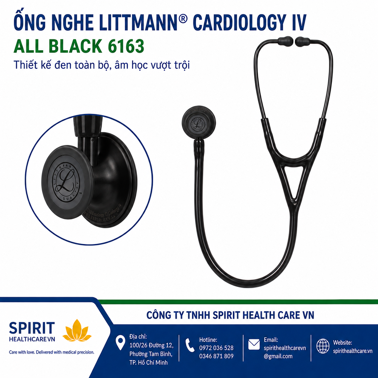 Ống nghe Littmann Cardiology IV 6163 All Black - Ảnh 3