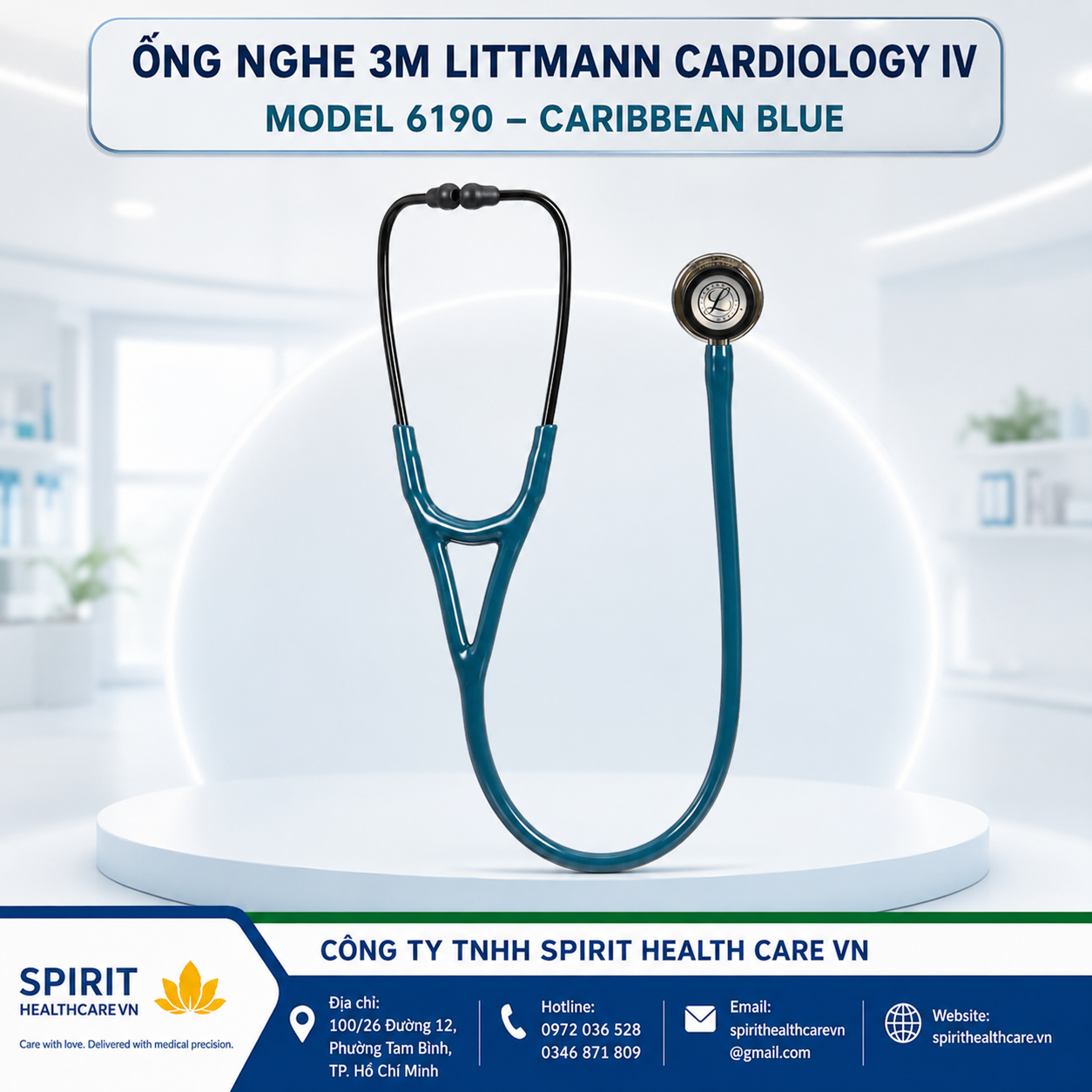Ống Nghe Littmann Cardiology IV 6190 Caribbean Blue
