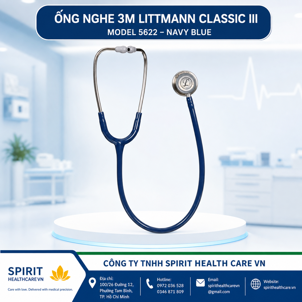 Ống nghe Littmann Classic III 5622 màu Navy Blue