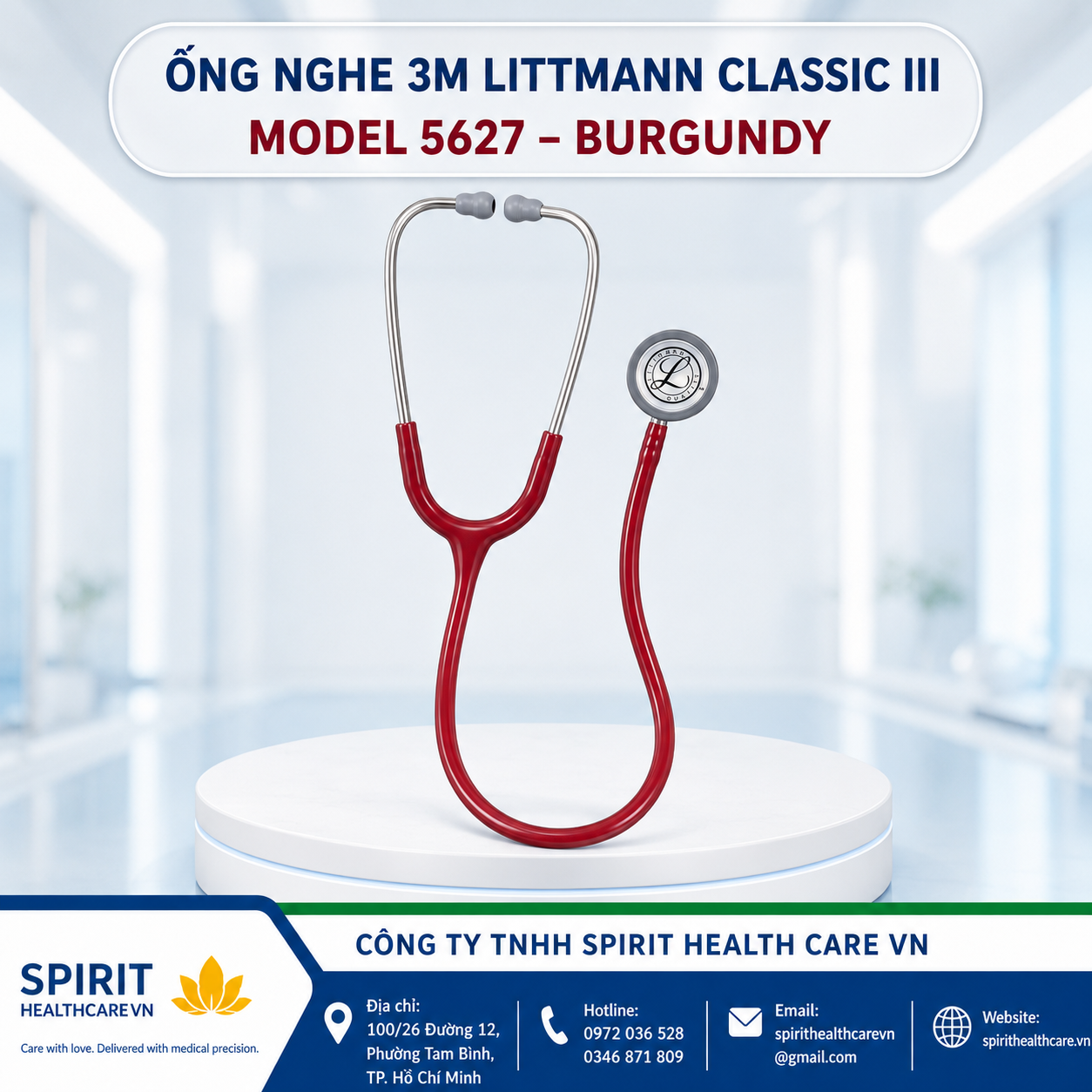 Ống Nghe Littmann Classic III 5627 Màu Burgundy Chính Hãng