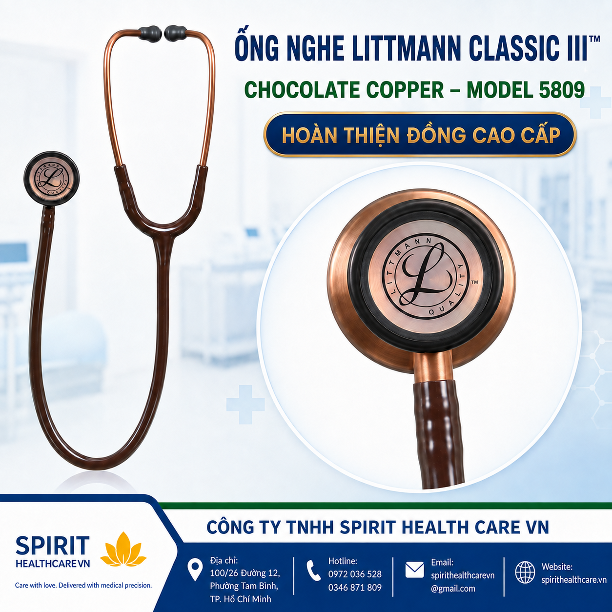 Ống nghe Littmann Classic III 5809 Chocolate Copper