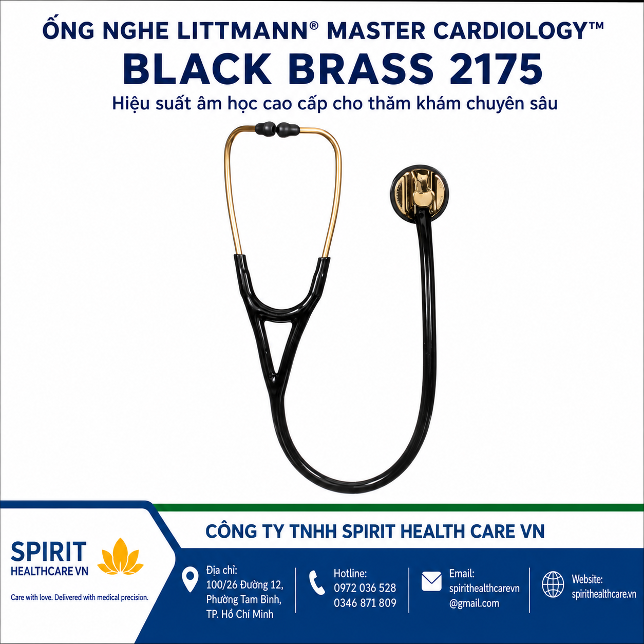 Ống nghe Littmann Master Cardiology 2175 Black Brass