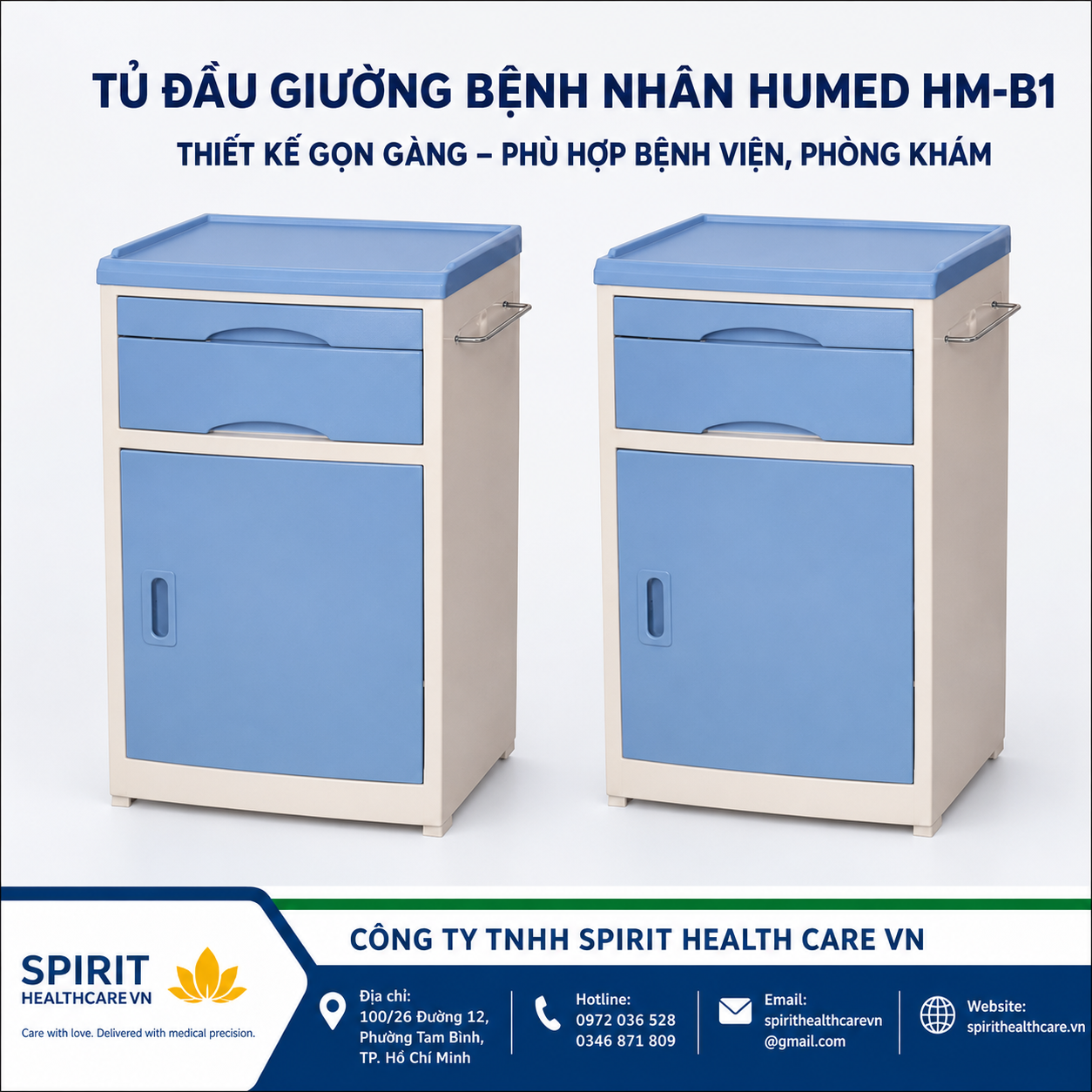 TỦ ĐẦU GIƯỜNG BỆNH NHÂN HUMED HM-B1 BẰNG NHỰA ABS