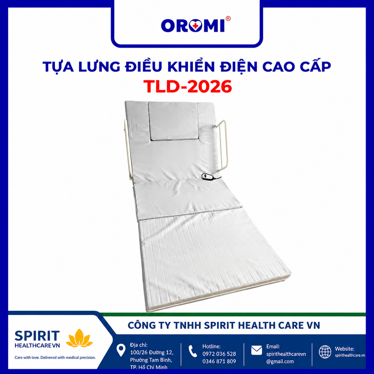 Tựa lưng điện Oromi TLD-2026 có thanh chắn