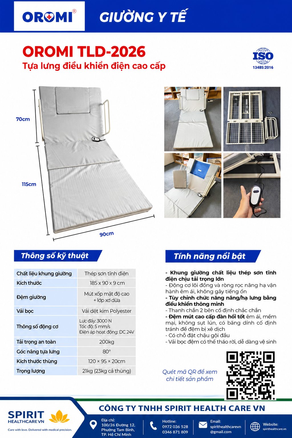 Tựa lưng điện Oromi TLD-2026 có thanh chắn - Ảnh 3