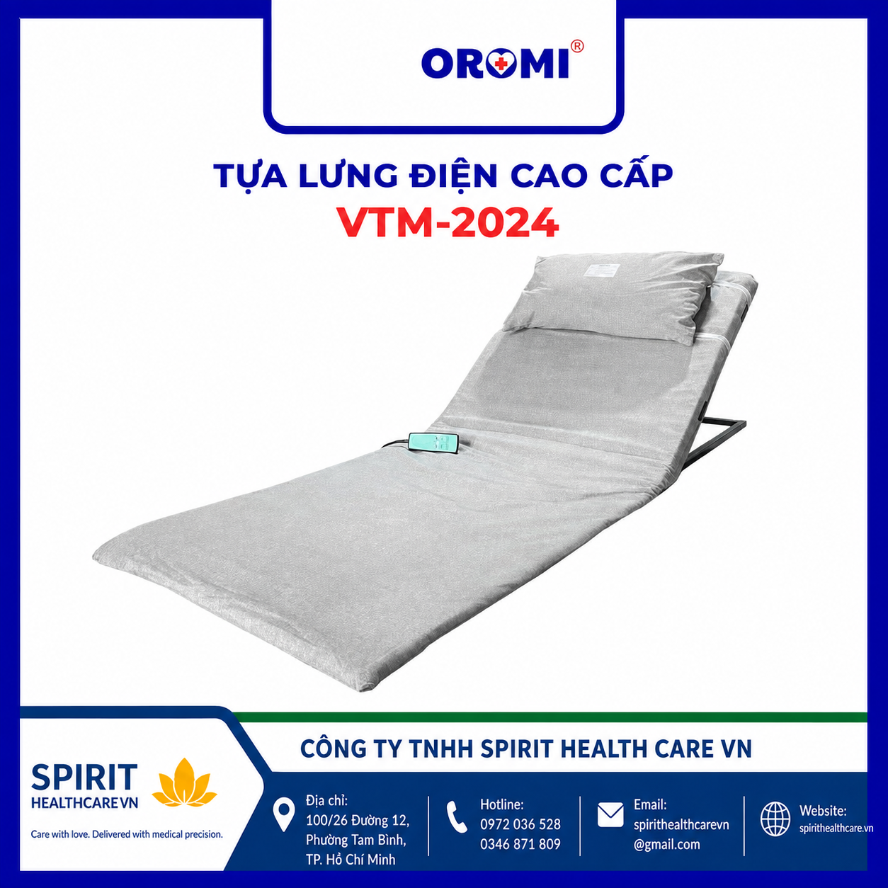 Tấm tựa lưng điều khiển điện Oromi VTM-2024