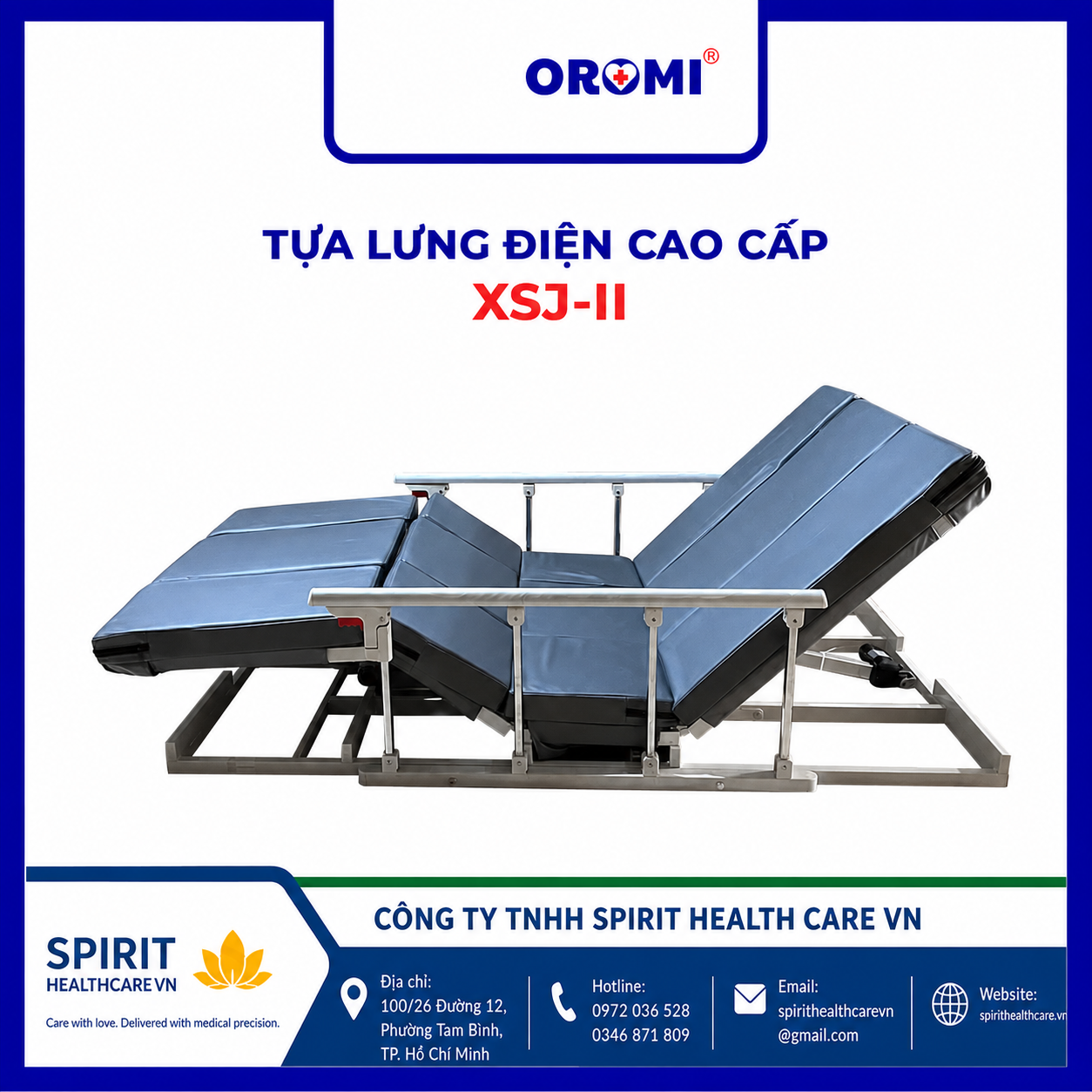 Tựa lưng điện Oromi XSJ-II nâng lưng, nâng chân, lật nghiêng