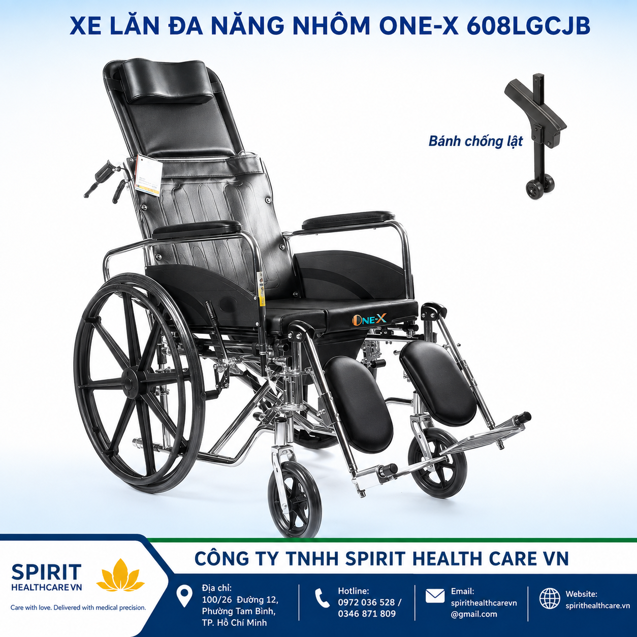 XE LĂN ĐA NĂNG NHÔM ONE-X 608LGCJB NGẢ NẰM, CÓ BÔ VỆ SINH