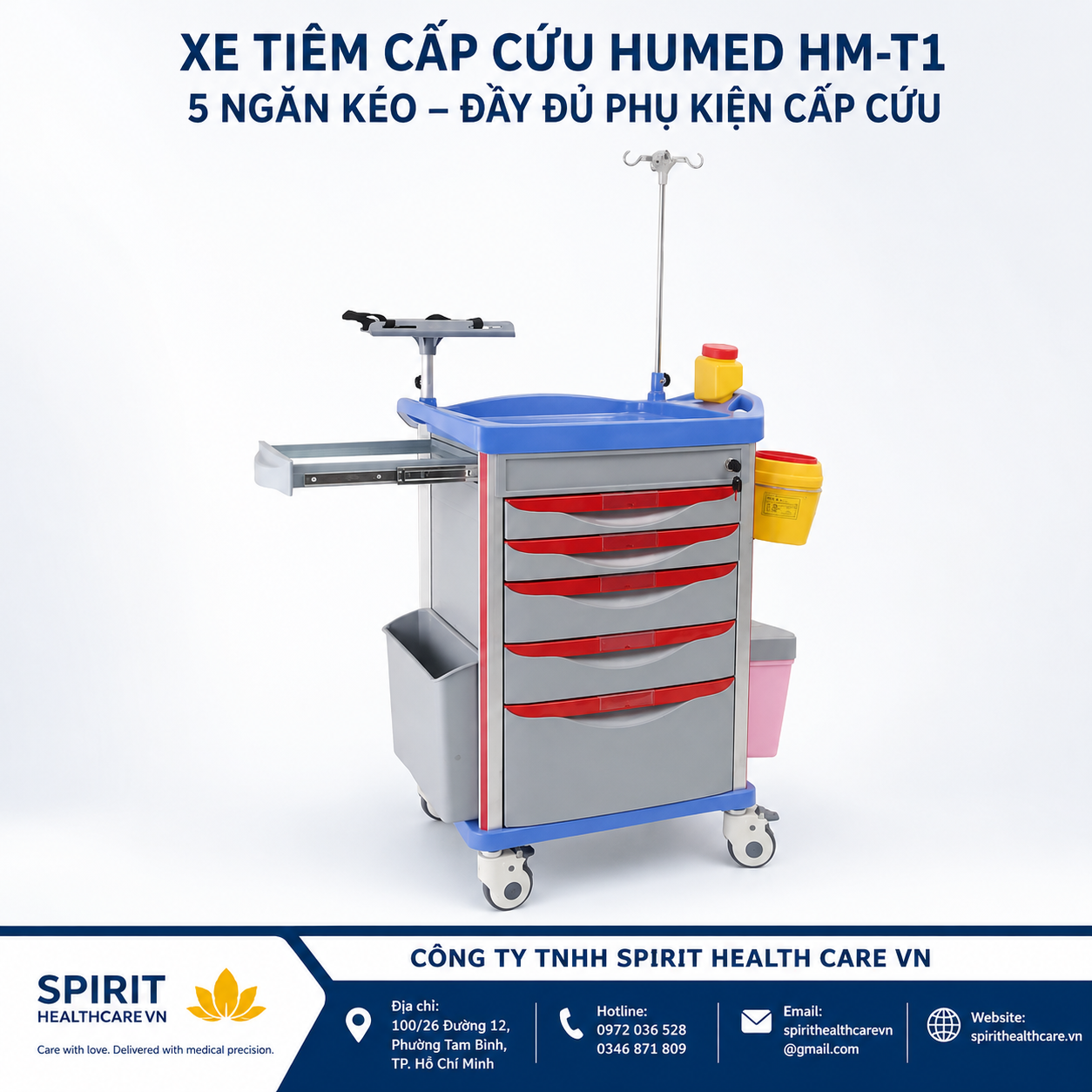 Xe Tiêm Cấp Cứu HUMED HM-T1 Chính Hãng