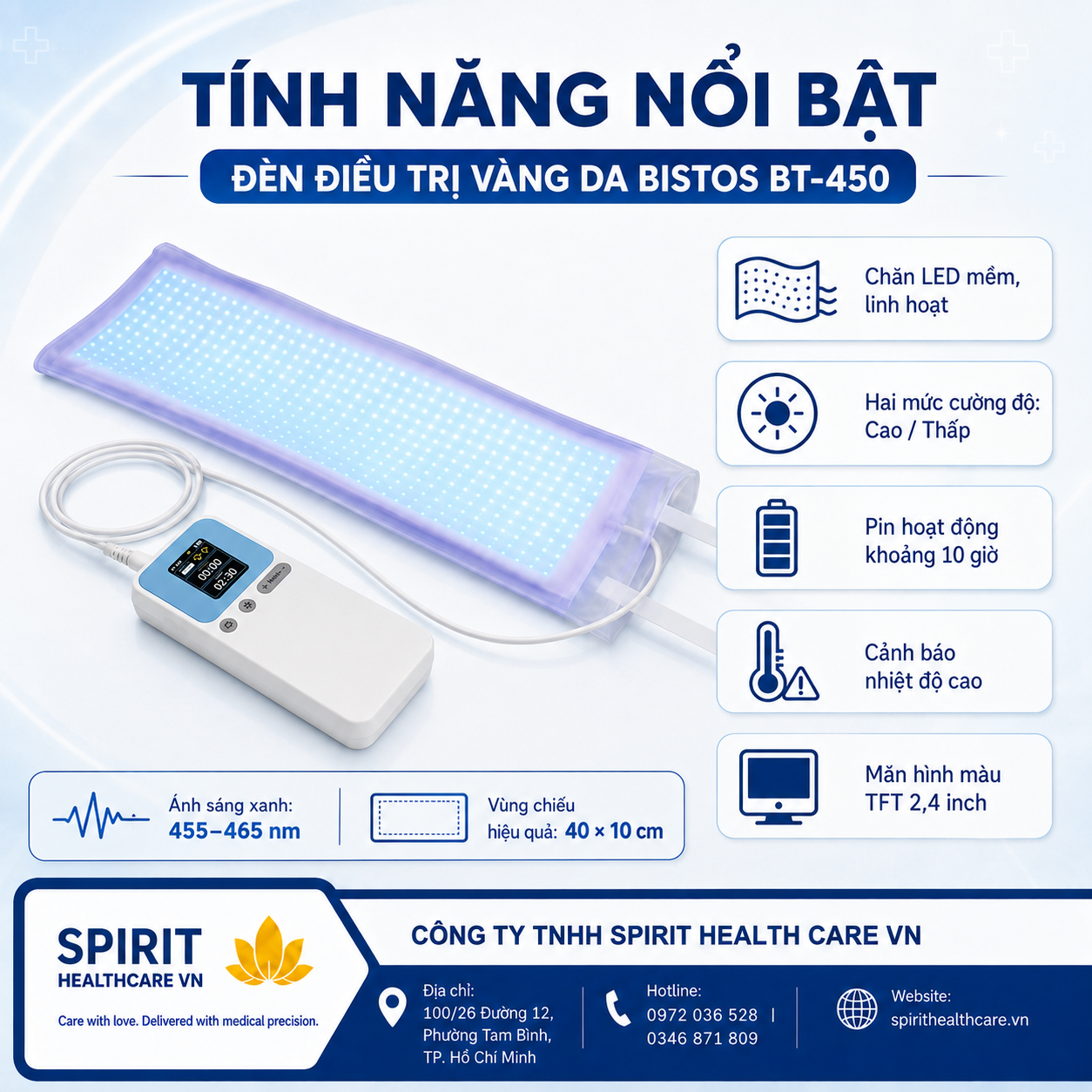 Đèn Điều Trị Vàng Da Sơ Sinh Bistos BT-450 Dạng Chăn Cuốn Hàn Quốc - Ảnh 3