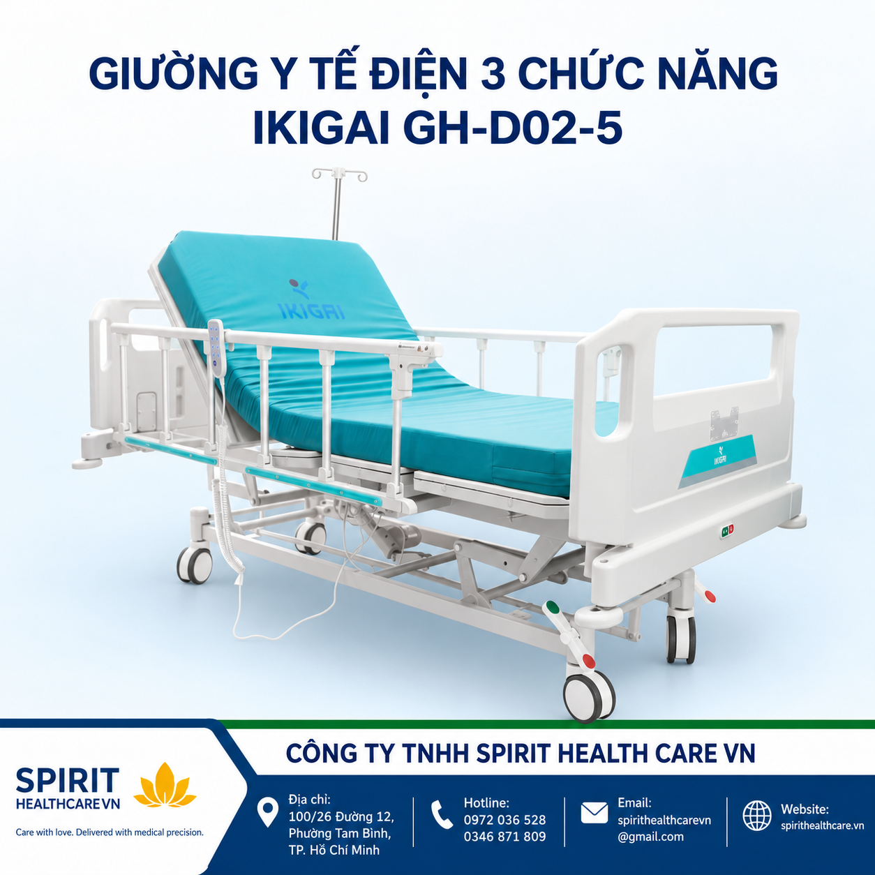 Giường Y Tế Điện 3 Chức Năng IKIGAI GH-D02-5