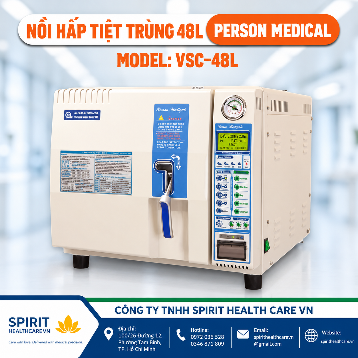 Nồi Hấp Tiệt Trùng 48 Lít VSC-48L Person Medical Hàn Quốc - Ảnh 2